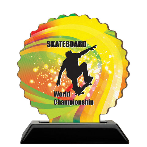 5" Custom Shape Birchwood Award Trophy With Black Base