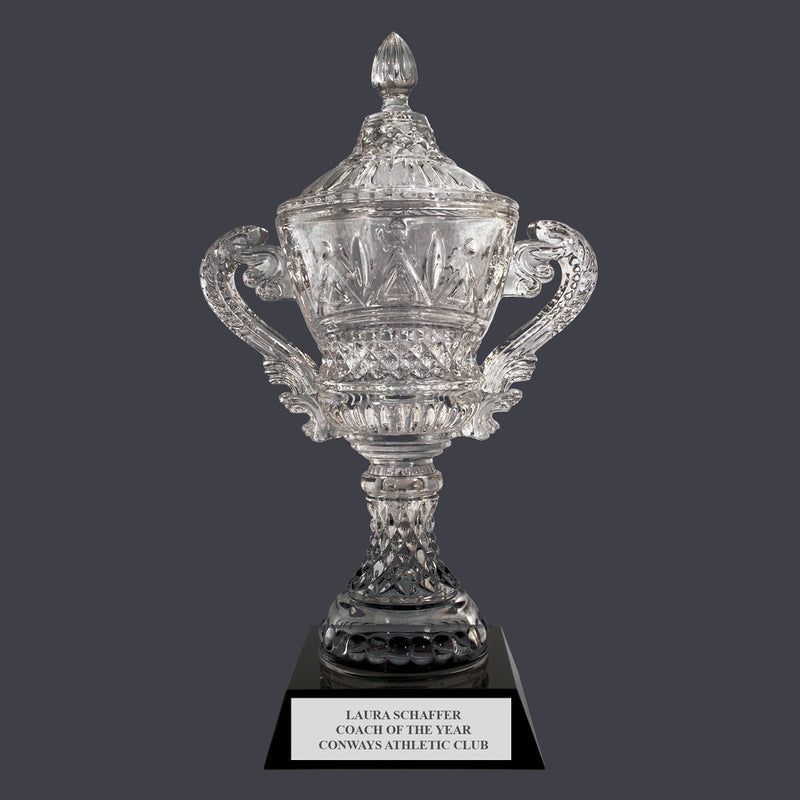 12-3/4" Custom Engraved Devon Optical Trophy With Attached Base