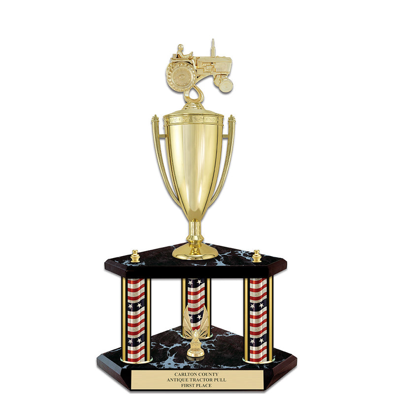 20" Black Finished Award Trophy With Loving Cup And Trim