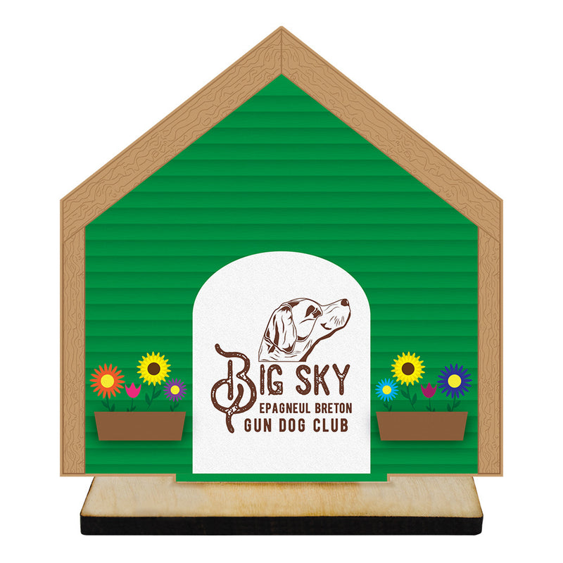 5" Dog House Shape Birchwood Award Trophy With Natural Birchwood Base