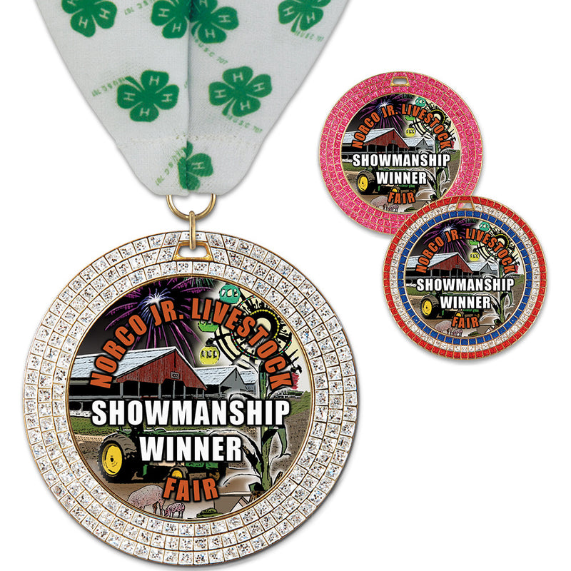 2-3/4”Custom GEM Award Medal With Millennium Neck Ribbon