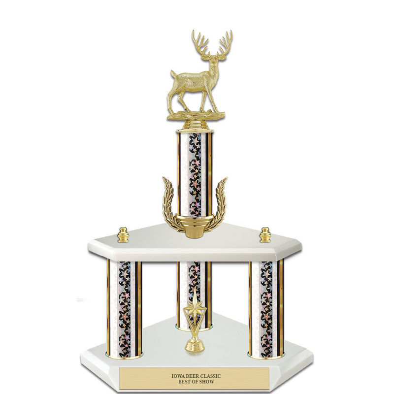 15" White Finished Award Trophy With Wreath And Trim