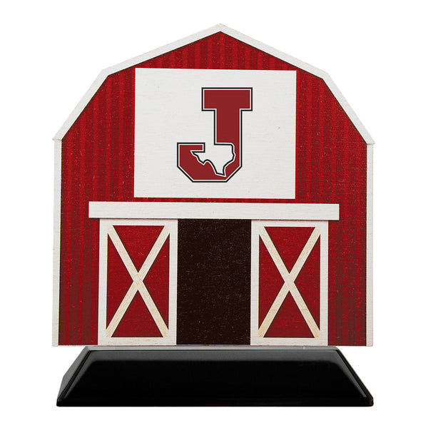 5" Barn Shape Birchwood Award Trophy With Black Base