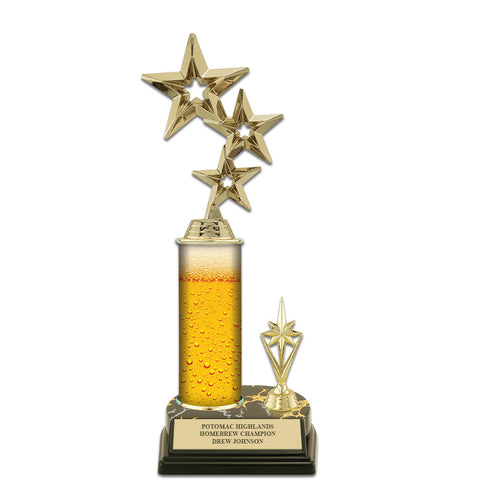 11" Black Base Award Trophy With Trim, Insert Top, And Custom Column