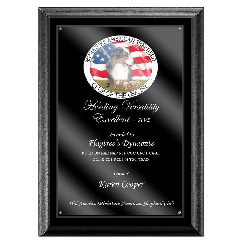 5" x 7" Custom Full Color Black Plaque With Acrylic Overlay