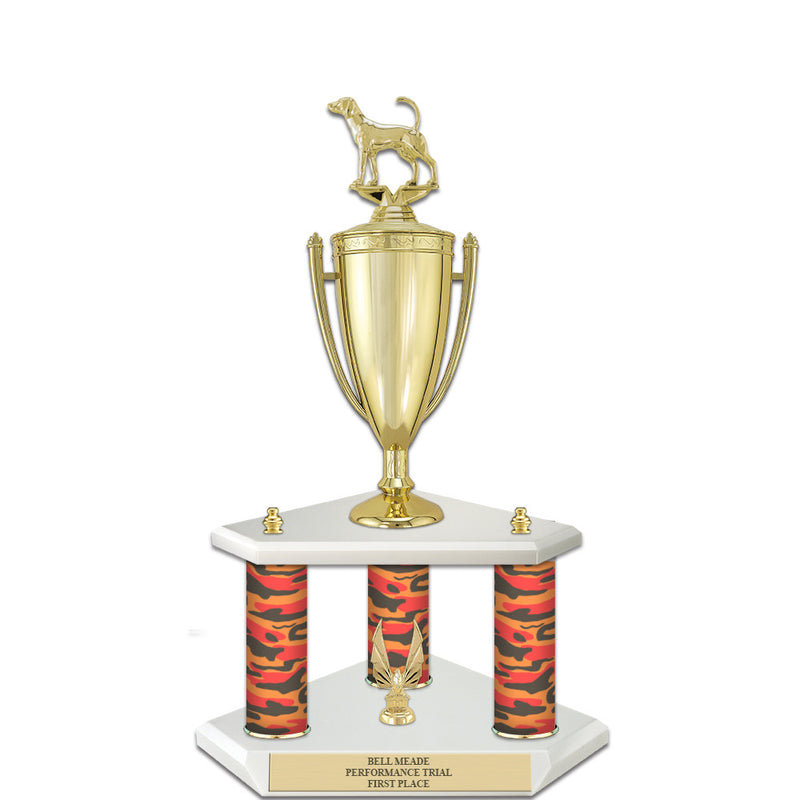 20" White Finished Award Trophy With Loving Cup And Trim