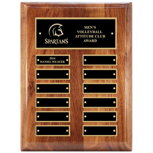 9" x 12" Custom Walnut Perpetual Plaque