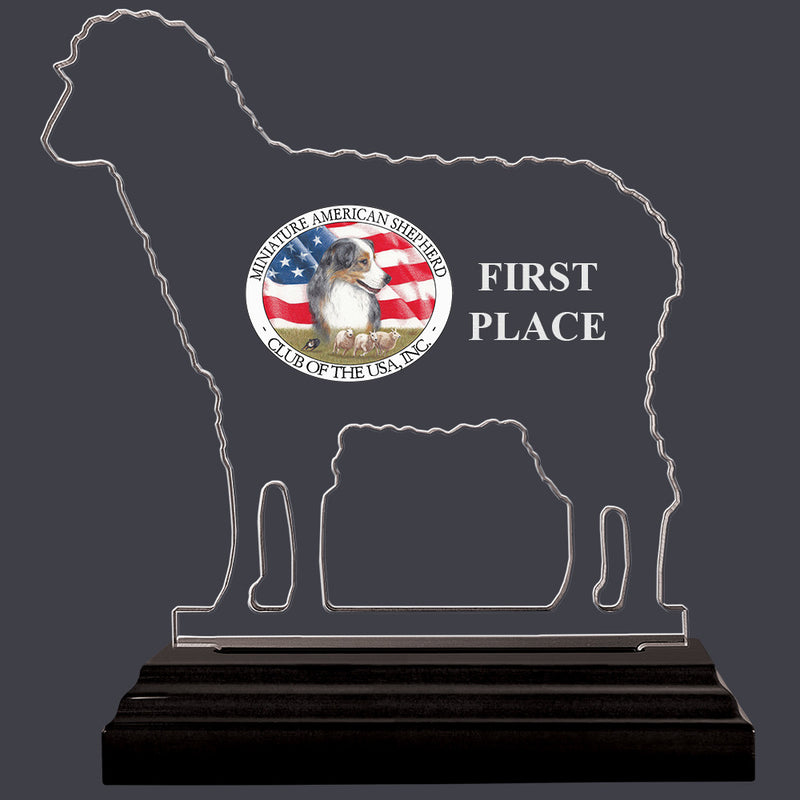 Sheep Shaped Acrylic Award Trophy w/ Black Base