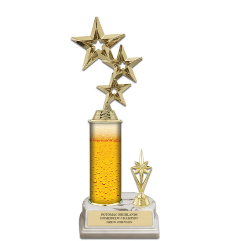 11" White Base Award Trophy With Trim, Insert Top, And Custom Column