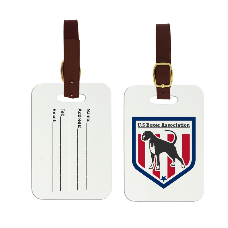 Rectangle Luggage Tags w/ Brown Leather Strap