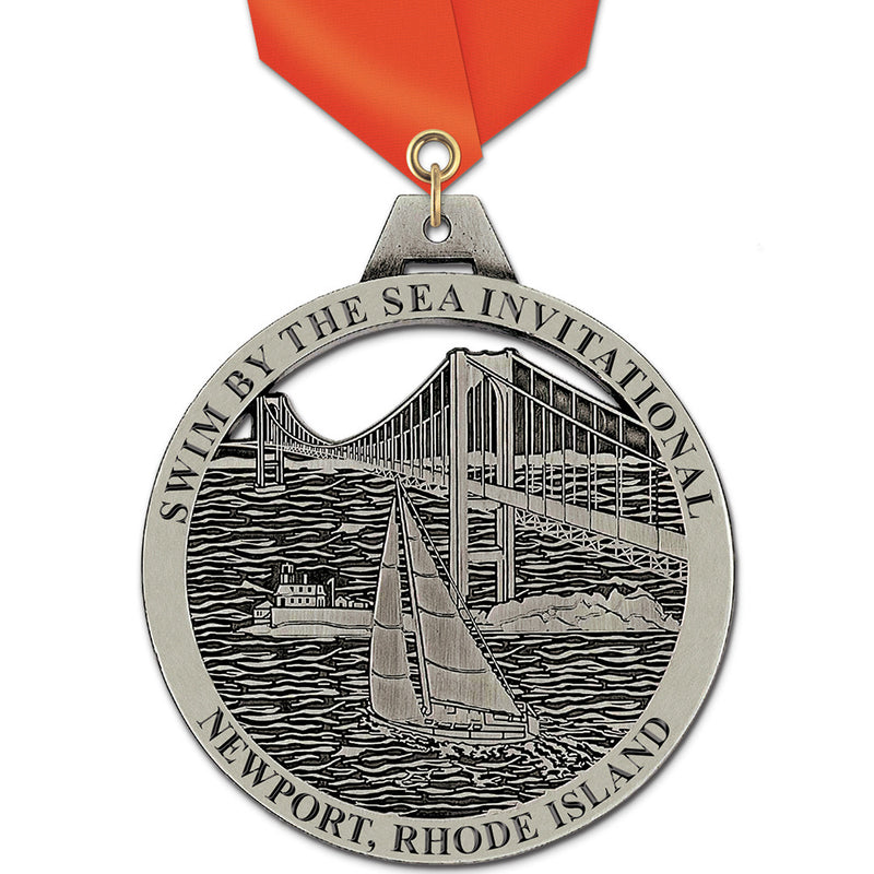 3-1/2" HE Award Medal With Satin Neck Ribbon