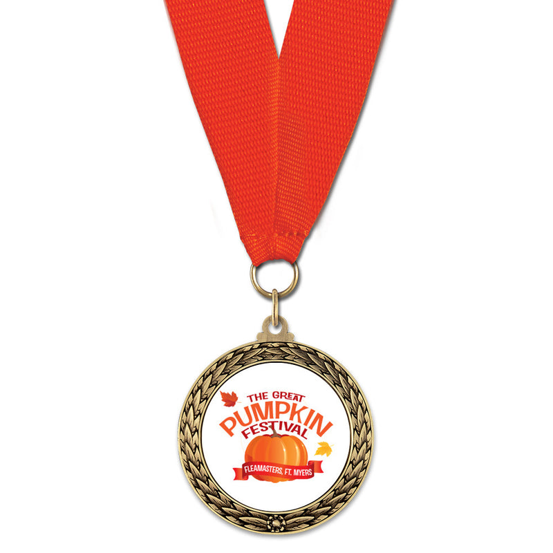 1-3/4" Custom LFL Award Medal With Grosgrain Neck Ribbon