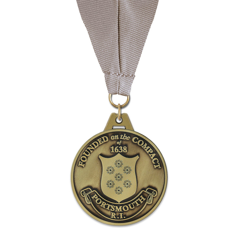 2" Custom HG Award Medal With Grosgrain Neck Ribbon