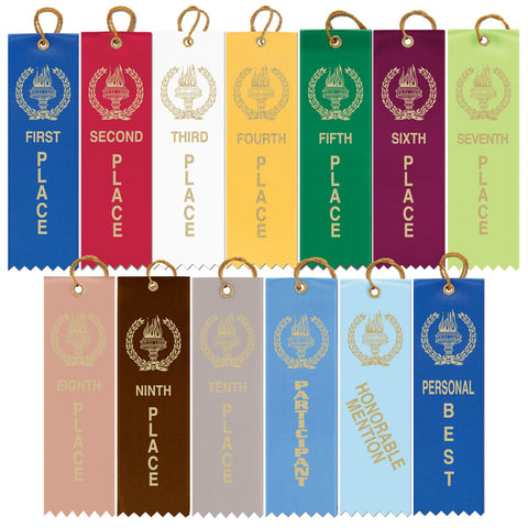 1-5/8" X 5-1/2" Stock Square Top Victory Torch Award Ribbon