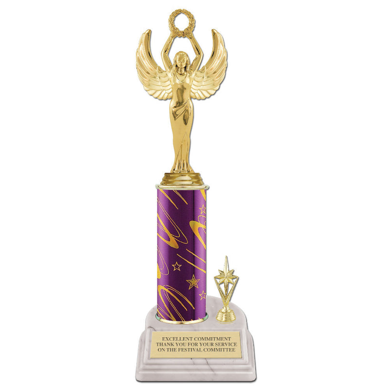 11" White Base Award Trophy With Trim