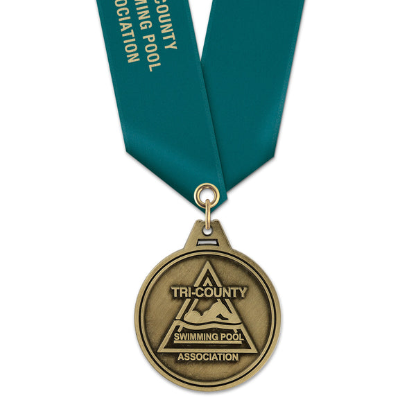 1-3/4"  HL Award Medal w/ Satin Neck Ribbon