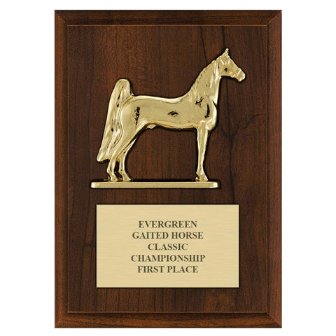 5" x 7" Custom Cherry Equestrian Plaque With Engraved Plate