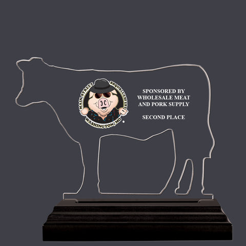 Cattle Shaped Acrylic Award Trophy w/ Black Base