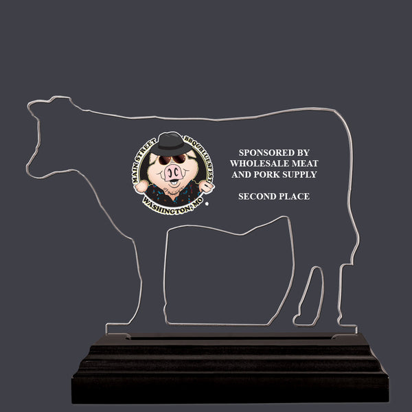 Cattle Shaped Acrylic Award Trophy w/ Black Base