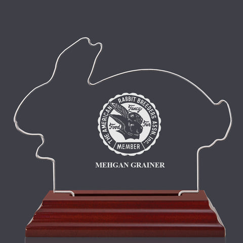 Engraved Rabbit Shaped Acrylic Award Trophy