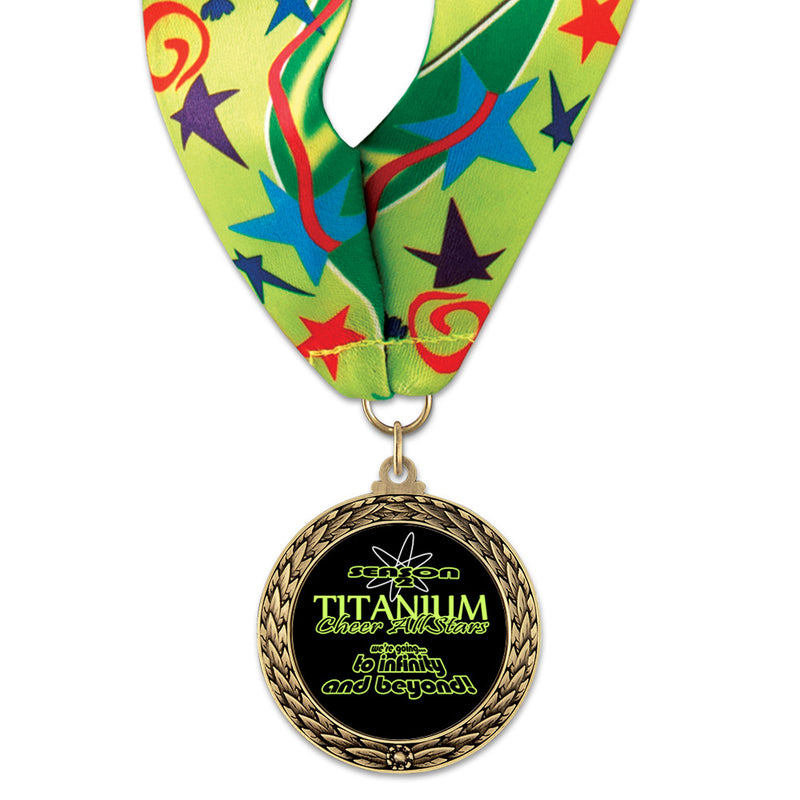 1-3/4" Custom LFL Award Medal With Millennium Neck Ribbon