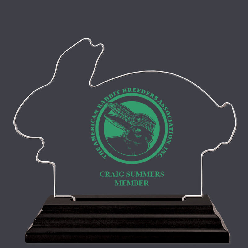 4-1/4" Custom Engraved Rabbit Shaped Acrylic Award