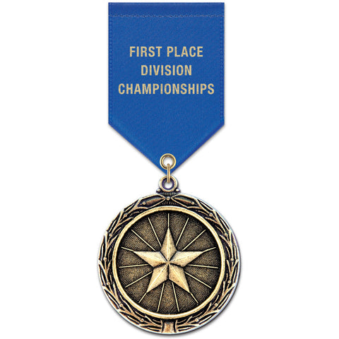 2-1/4" Custom LX Award Medal With Satin Drape Ribbon