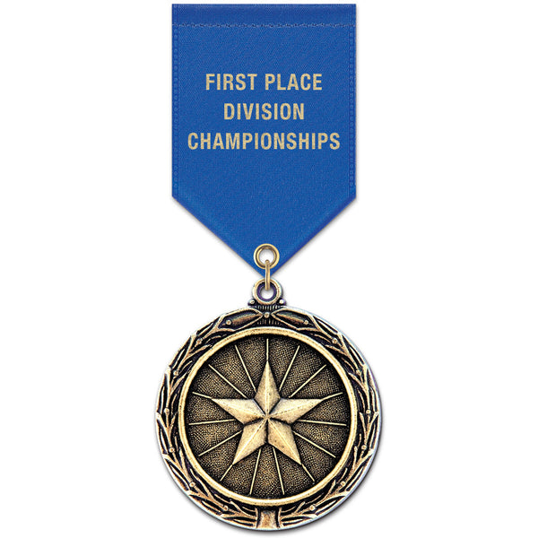 2-1/4" Custom LX Award Medal With Satin Drape Ribbon